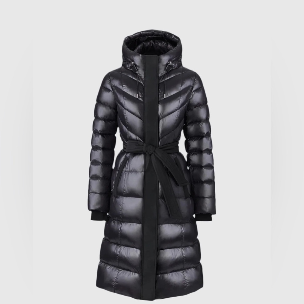 Mackage CORALIA down coat with hood and sash belt black S